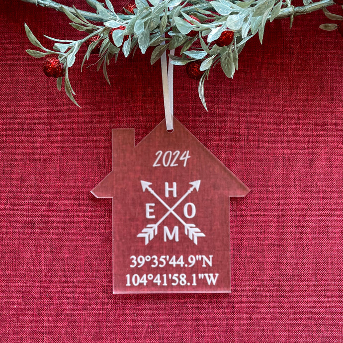 Frosted Home Coordinates Ornament