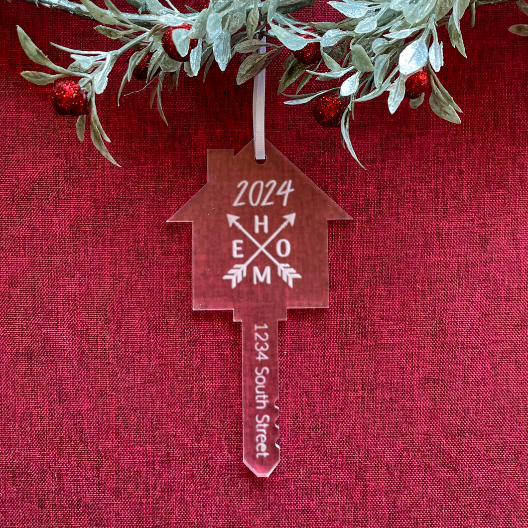 Frosted Home Arrows Key Ornament