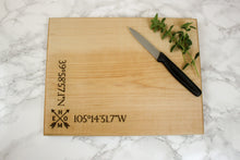 Load image into Gallery viewer, 9&quot; x 12&quot; Maple Cutting Board Latitude &amp; Longitude