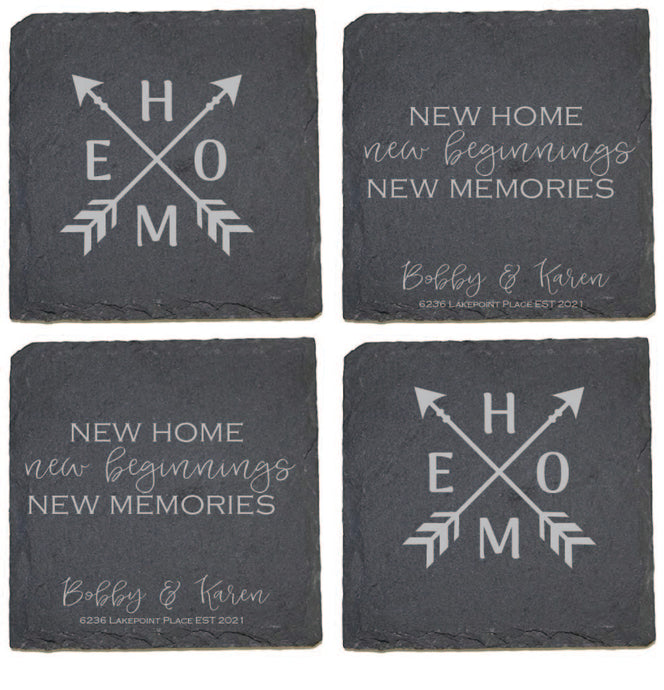 New Home Slate Coasters - Set of 4