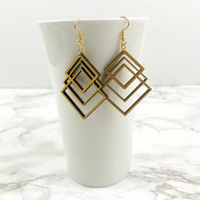 Load image into Gallery viewer, Intersecting Diamond Wood Earrings