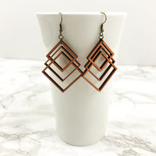 Load image into Gallery viewer, Intersecting Diamond Wood Earrings