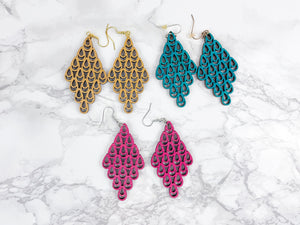 Diamond Peacock Wood Earrings